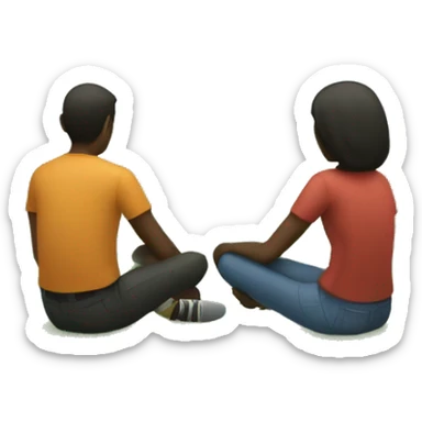 two people from back sitting on grass nature field sticker