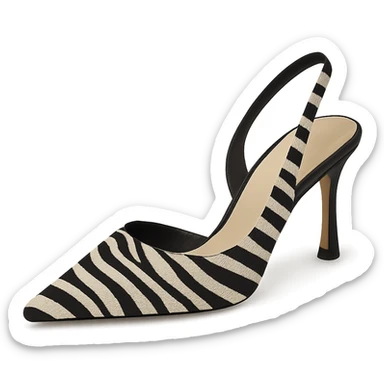 zebra print pointed toe slingback heel, chic, trendy sticker