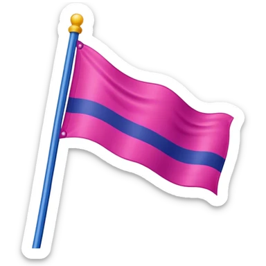 A wavy hot pink flag with a small purple stripe going through it and a deep blue bottom  sticker