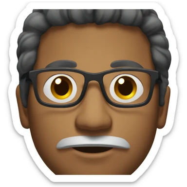 indian man with black glasses and slightly longer face  sticker