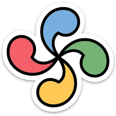lauburu (Basque cross) icon with lineal color and black outlines sticker