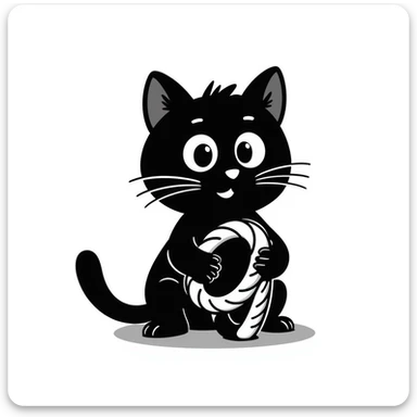 a cute cat holding rope in his hand sticker