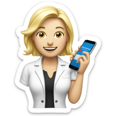 Apple looking emoji style, where is a blond, white woman who books an appointment sticker