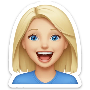 blue eyes blonde girl LAUGHING LOUDLY GIF sticker