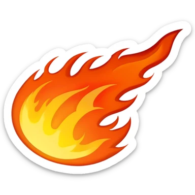 A sideways oval of fire with a long black vertical slit down the center sticker