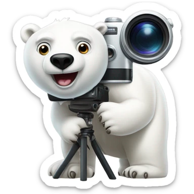 Polar bear with a camera and long lense sticker