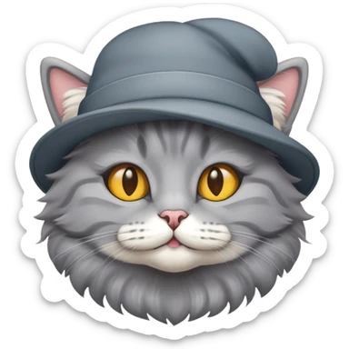 Grey cat in a hat sticker