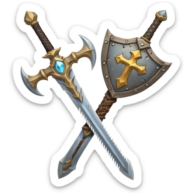 sword and shield, world of war craft style, two sword cross sticker