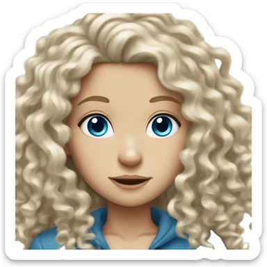 white girl with long curly hair blue eyes sticker