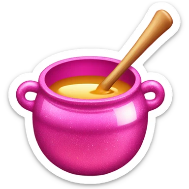 Hot pink honey pot with light pink honey and gltiter sticker