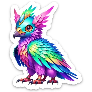  Bright lush cozy warm-colored colorful neon-colored cyber-Fakémon-Digimon-Trico-creature sticker