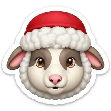 Sheep wear a red hat, portrait sticker