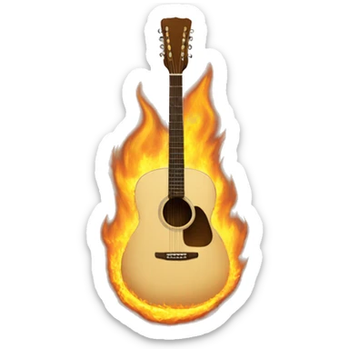 beige acoustic guitar burning sticker