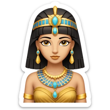 fullbody Cleopatra front view with golden jewelry sticker