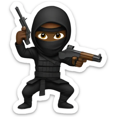 Black ninja holding a gun sticker