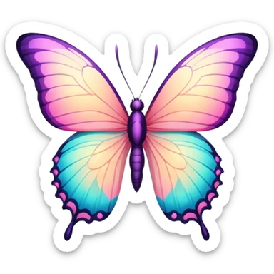 Shiny pastel colorful neon vibrant pale whitish bright Floral exotic tropical butterfly sticker