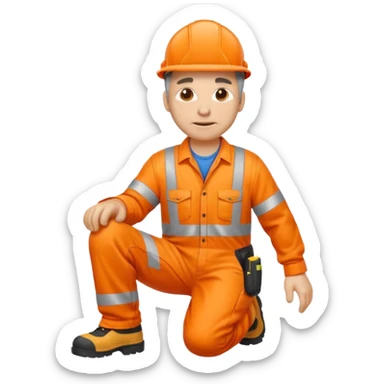 engineer hi-vis orange overalls on the floor sticker