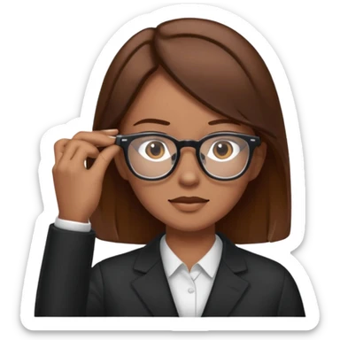 Person adjusting glasses sticker