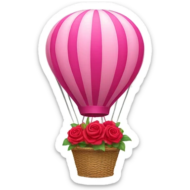 Pink hot air balloon with roses  sticker