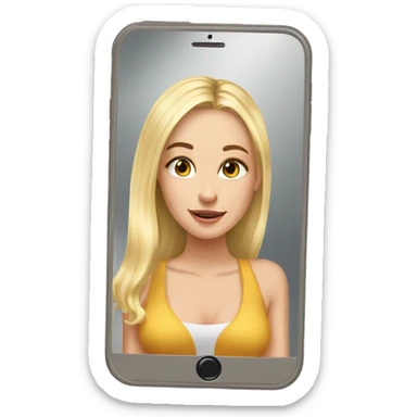 Blonde girl taking mirror selfie photo sticker