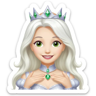 The Good Witch from Oz with long white hair, white sequin outfit sticker