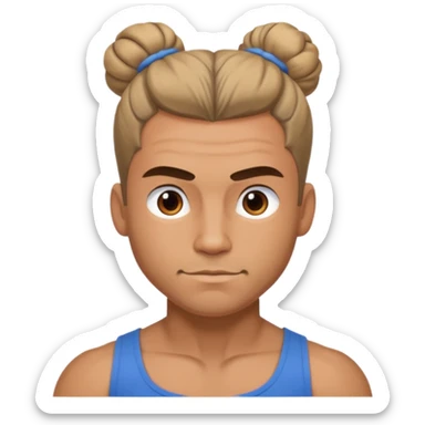 Muscled up man with hair in a bun  sticker