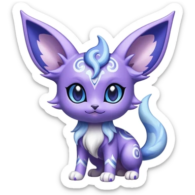 Shiny Exotic Cute Adorable Majestic Espeon-Espurr-Meowstic-Hybrid-Creature with pattern-markings sticker