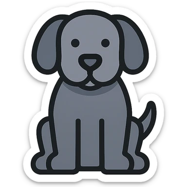 grey dog icon with color outline sticker