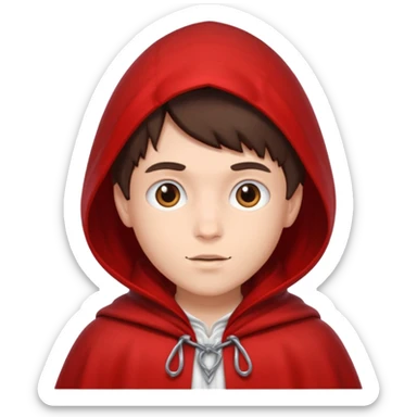 brunete boy little red riding hood sticker