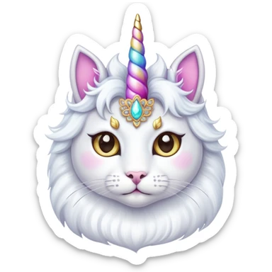 cat with a tiara and a unicorn horn sticker