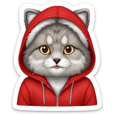 manul in a red hoodie sticker