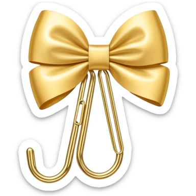 one gold paper clip with a white bow in the middle sticker