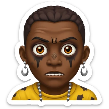 Zumbi man, black eye, studded earrings on both ears sticker