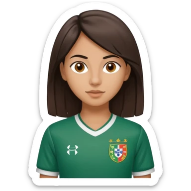 morena, cabelo liso, olhos castanho, nariz pequeno e blusa do sporting clube de portugal  sticker