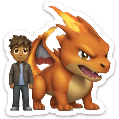 Charizard with a wolf sticker