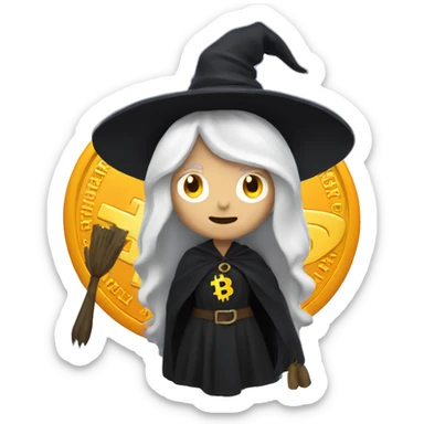 Witch with bitcoin, white skin, white hair  sticker