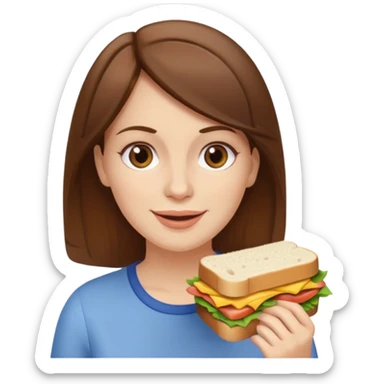brown hair white women eating a sandwich sticker