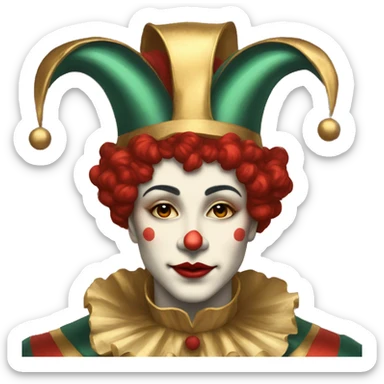 Vintage Jester high cheekbones, red, gilded  sticker