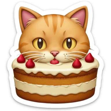 Cat vomiting because of eating cake sticker