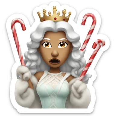 Angry queen with candy canes sticker