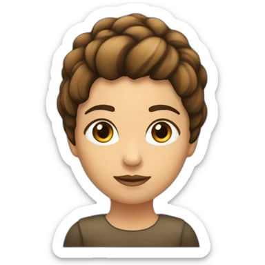 jovencita con cara redonda gorditay pelo castaño con flequillo recto sticker