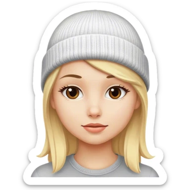 A Blonde Girl with a beanie sticker