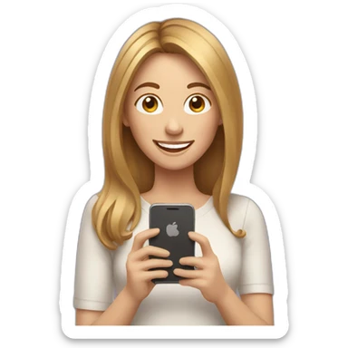 Happy Woman with Brown & blonde hair with Smartphone sticker