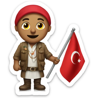 A turk with a turkish flag on his hand sticker
