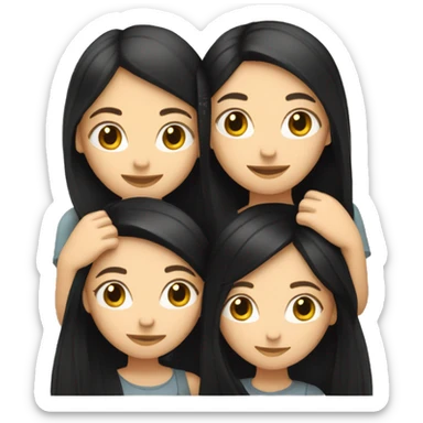 Two white girls with long black hair hugging. sticker