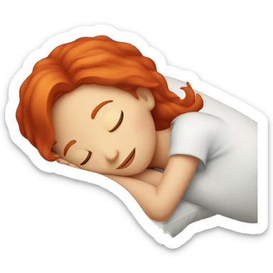 Girl with red hair sleeping on pillow  sticker