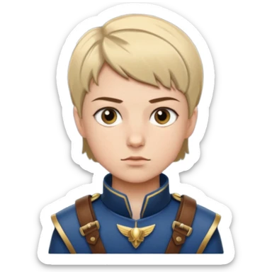 A young legionnaire with short hair, leather straps, and determined focused eyes.
 sticker
