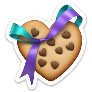Cookie heart with teal purple support ribbon loop sticker