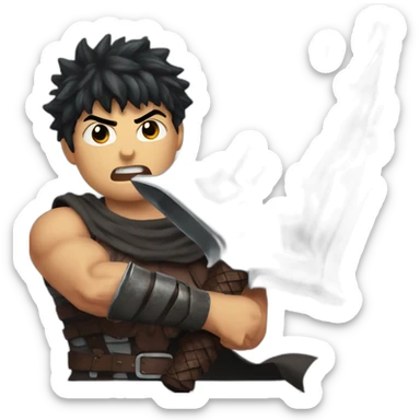 angry berserk guts carrying a huge sword on his shoulder sticker