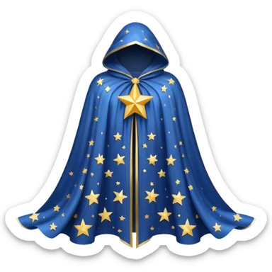 a fantasy  magic, white color with star pattern cloak sticker